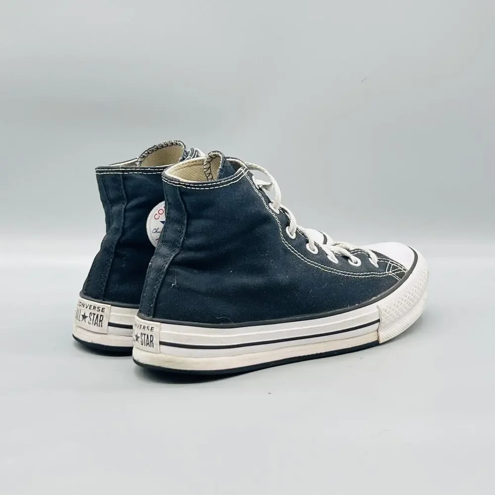 Converse Shoes Girls Boys 5 Black Canvas Chuck Taylor All Star High Top Sneakers